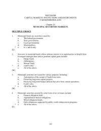 Banking Chapter 24 Municipal Bonds Are Securities Issued By The