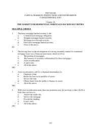 Banking Chapter 26 The Basic Mortgage backed Security The Collateralized Mortgage