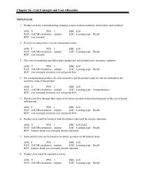 Chapter 16 Recall 80 Cost Pool Collection Overhead Costs Related