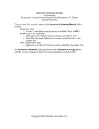Management Chapter 00 Homework Excel Note The Case Study Solutions Are