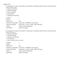 Business & Finance Chapter 14 An employment of an agent for the purpose of representation