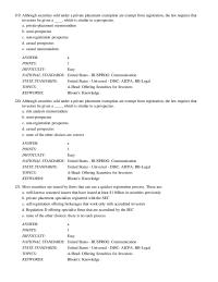 Business & Finance Chapter 18 Although securities sold under a private placement exemption&nbsp;