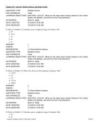 Investments & Securities Chapter 4 What are the major stock market indexes in the