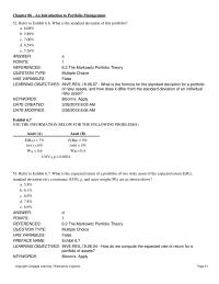 Investments & Securities Chapter 6 What is the standard deviation of this portfolio?