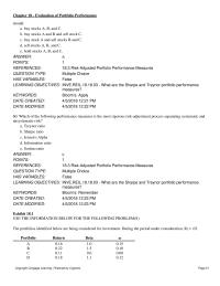Investments & Securities Chapter 18 Following Problems consider The Following Information For Four