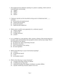 Speech Chapter 13 Celebratory Speaking The Original Term For Celebratory Speaking Was