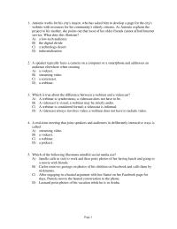 Speech Chapter 18 Speaking Online Facet face Presentations Provide Superior Flexibility Online Presentations