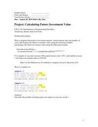 Programming Languages Chapter 2&nbsp;Sample Projects&nbsp;Print this Word file and Submit to me before the class on the due day