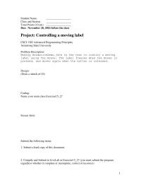 Programming Languages Chapter 15&nbsp;Sample Projects&nbsp;Coding Name Your Main Class Exercise 1527 Screen