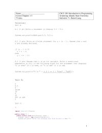 Programming Languages Chapter 1 Homework What is y after the following switch statement?