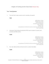Accounting Chapter 19 The value chain includes customer service, marketing