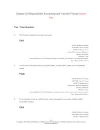 Accounting Chapter 22 Responsibility Accounting System Measures The Performance