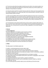 Accounting Chapter 11 The internal audit staff will be skilled at performing work
