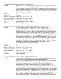 Marketing Chapter 12 Line Extensions Are Strictly Aesthetic Changes Existing
