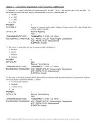 Chapter 12 The stock has a stated value of $10 per share