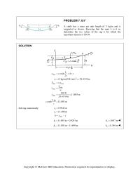 Chapter 7 Homework Determine the sag-to-span ratio for which the maximum