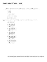 Chapter 11 Find the radius of convergence and the interval of convergence&nbsp;