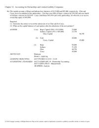 Chapter 12 The capital accounts of Hope and Indiana have balances of