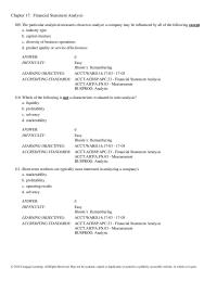 Chapter 17 The particular analytical measures chosen to analyze a company