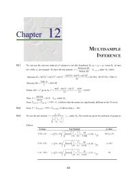Accounting Chapter 12 Homework Analysis Variance Source Prob Gt Between Groups