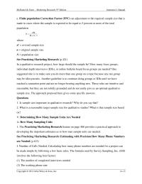 Sales Chapter 14 Homework Students Will Calculate The Sample Size What