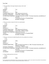 Economics Chapter 2 The United States is the largest national economy&nbsp;