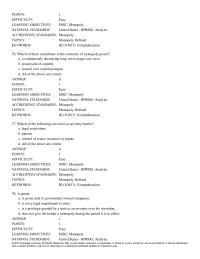 Economics Chapter 11 Which of these contributes to the existence of monopoly power