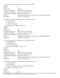 Economics Chapter 30 What will happen to the demand for reserves