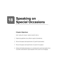 Communications Chapter 18 Homework Speaking Special Occasions And The