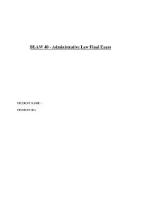 Administrative Law Final Exam