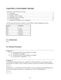 Civil Engineering Chapter 9 Homework Type I error is defined by rejecting Ho when in
