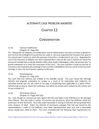 Business Law Chapter 12 Homework Alternate Case Problem Answers Consideration 121a