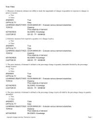 Business Development Chapter 5 Determine whether a good is more elastic