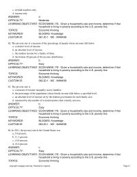 Economics Chapter 20 Given a household’s size and income, determine if