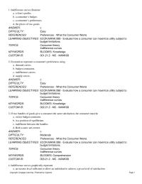 Economics Chapter 21 What The Consumer Wants learning Objectives Econmank088 Evaluate