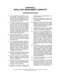 Accounting Chapter 2 Homework Output Product Cost Bidding Decision Makeorbuy Decision