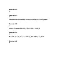 Accounting Chapter 9 Homework Volume Variance Variable Overhead Spending Variance
