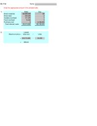 Accounting Chapter 17 Homework Variable Overhead Setups Inspections Material Handling Purchase