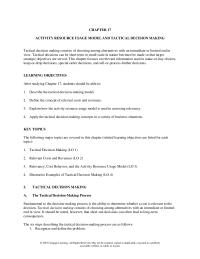 Accounting Chapter 17 Homework The six steps describing the tactical decision-making process are