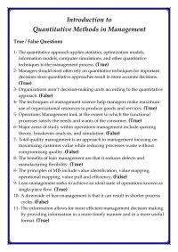 Quantitative Methods in Management