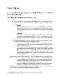 Accounting Chapter 10 Homework A change in policy may be interpreted by the divisional managers