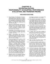 Accounting Chapter 10 Homework Resale Price Transfer Price Markup Percentage Transfer