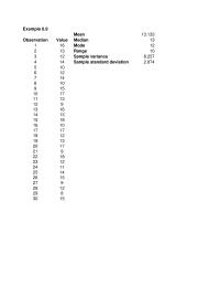 Management Chapter 6 Homework Mean Median Mode Range Sample Variance Sample