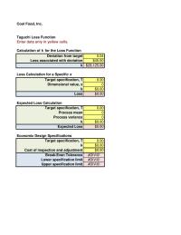 Management Chapter 7 Homework Expected Loss Calculation Target Specification Process Mean