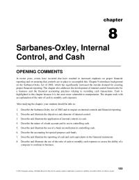 Accounting Chapter 8 Homework The chapter also addresses the development of internal&nbsp;