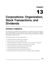 Accounting Chapter 13 Homework Company Means More Dividends Invest Company