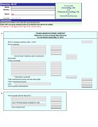 Accounting Chapter 18 Homework Company Statement Cost Goods Manufactured For The