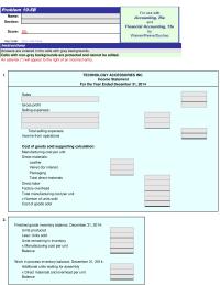 Accounting Chapter 19 Homework Technology Accessories Inc Income Statement For The