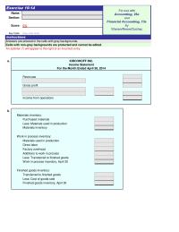 Accounting Chapter 19 Homework Kirchhoff Inc Income Statement For The Month