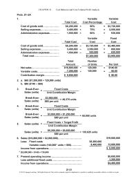 Accounting Chapter 21 Homework Cost Behavior And Cost volume profit Analysis Prob